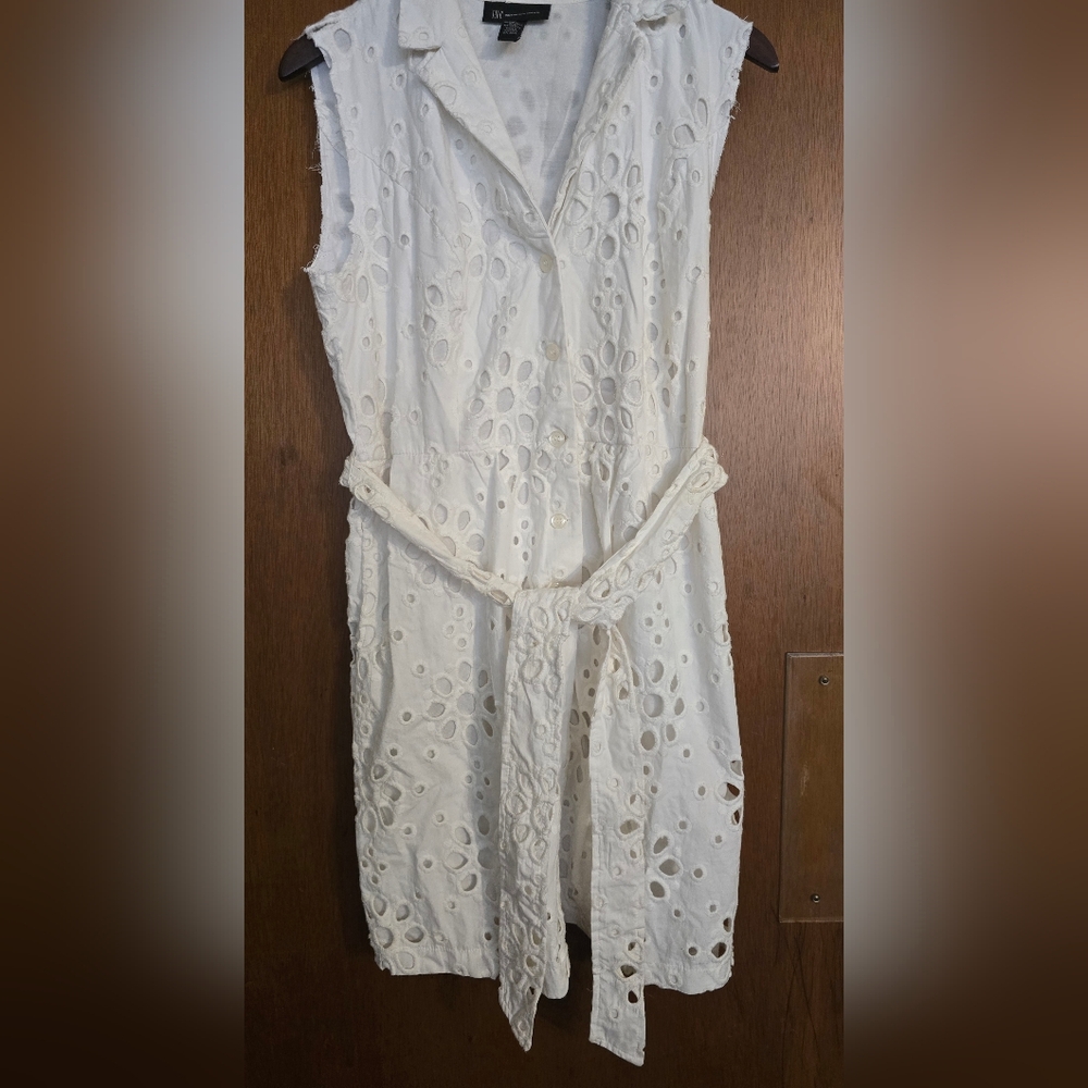 INC International Concepts Cream Eyelet Mini Dress